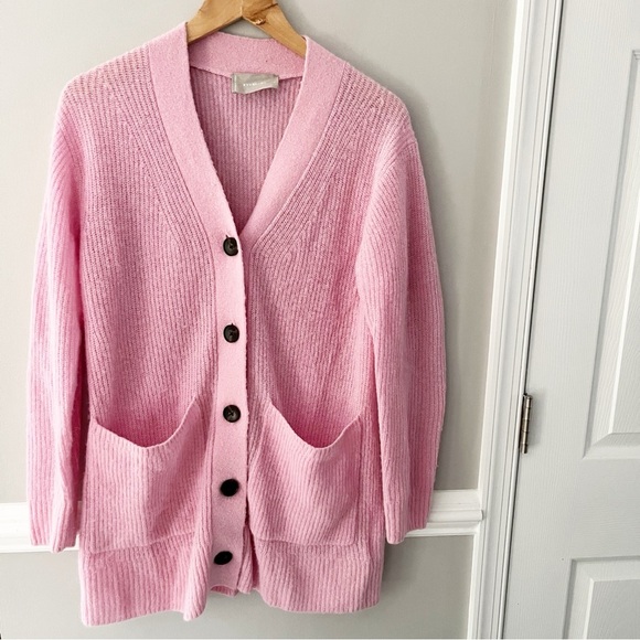 Everlane Alpaca Oversized Long Cardigan Sweater Pink Women's Size Small - Picture 1 of 9